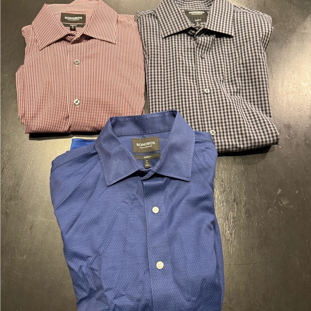 Bonobos Men's Red, Blue, and Black Checkered Shirts